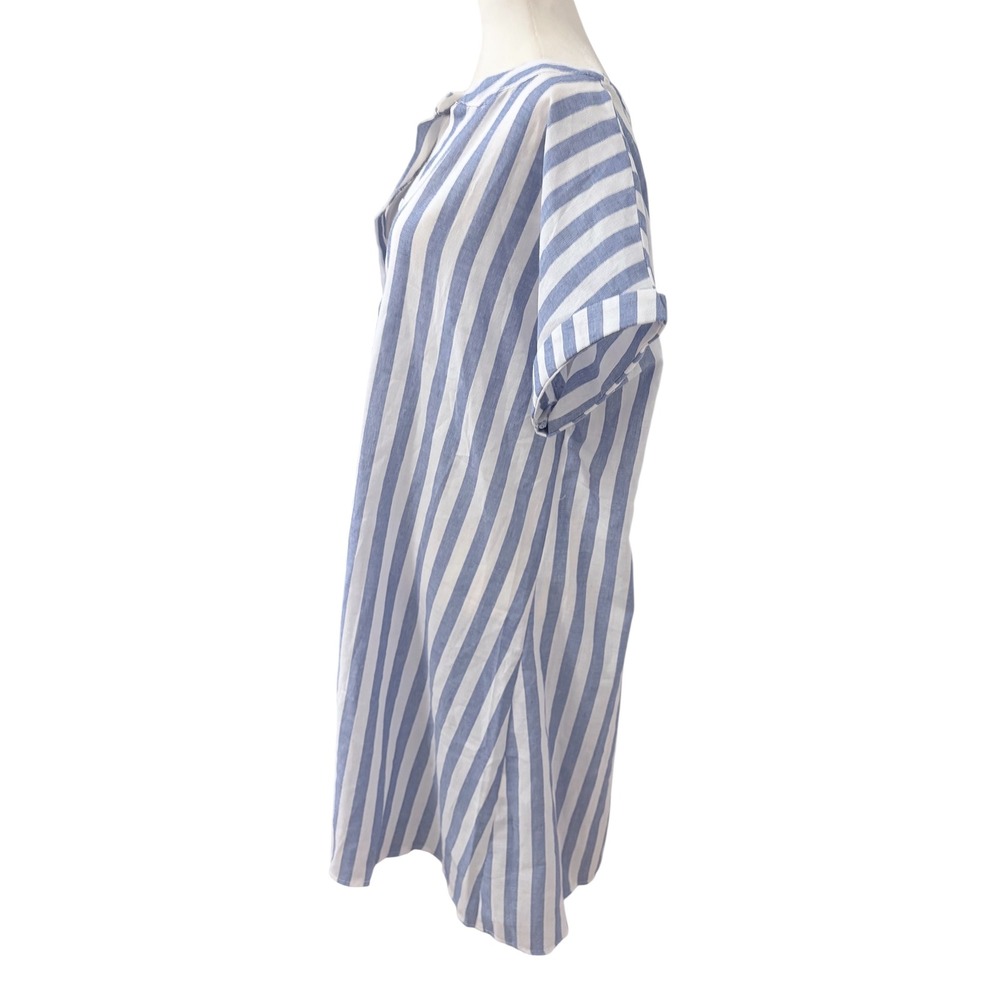 NEW Blue White Striped Shirt Dress Size Large Core Summer Beach Cover Up - Picture 5 of 7
